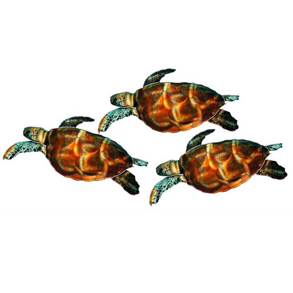 Sea Turtles – Set of 3 Metal Wall Art – Nautical Tropical Gifts