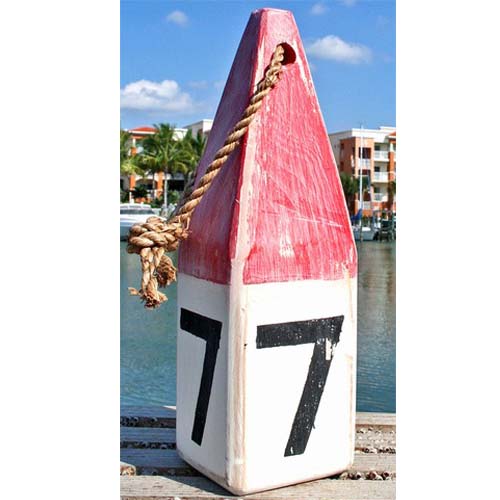 Buoy – Wooden 4x4x12″H – Red/White #7